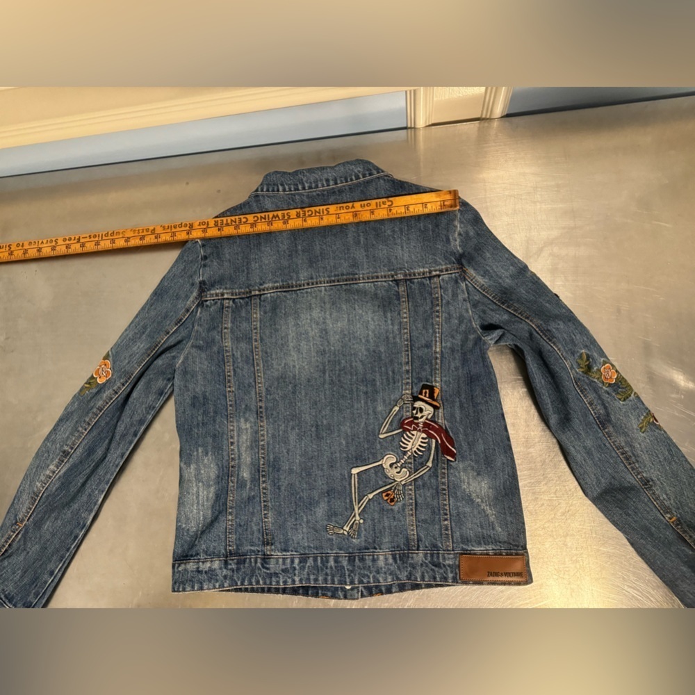 Zadig & Voltaire - RARE Kioky Tattoo embroidered denim jean jacket - Picture 13 of 16